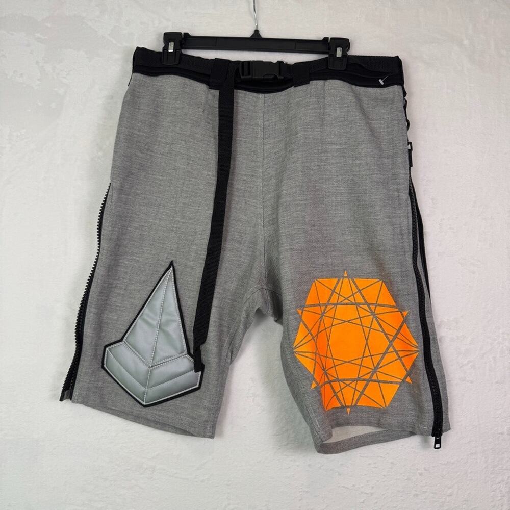Cesar Arellanes by Cesar Y2K Techwear Zip Men Shorts Gray Avant-Garde USA Sz 34